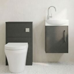 Balterley Cloakroom Suite Right Hand Vanity WC Toilet Tap Set 440mm - Graphite in Blue - thumbnail 8