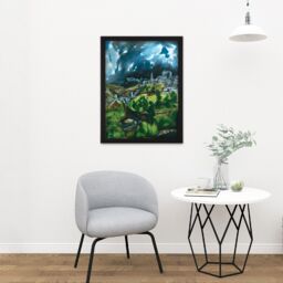 "Artery8 Wall Art Print El Greco View Of Toledo Spain Expressive Painting Large Framed Wall Décor Art in Light Oak - Size: W18"" x H24""" - thumbnail 2