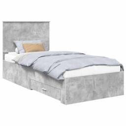 Berkfield Home Bed Frame with Drawer Concrete Grey 90 x 200 cm Engineered Wood - thumbnail 2