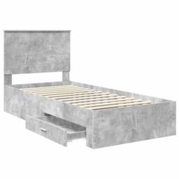 Berkfield Home Bed Frame with Drawer Concrete Grey 90 x 200 cm Engineered Wood - thumbnail 5