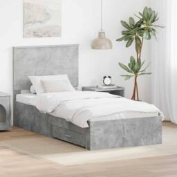 Berkfield Home Bed Frame with Drawer Concrete Grey 90 x 200 cm Engineered Wood