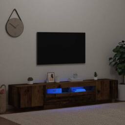 Berkfield Home TV Cabinet with LED Lights Old Wood 200x35x40 cm Engineered Wood in Brown - Size: 200 x 35 x 40 cm - thumbnail 1