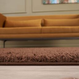 THE RUGS Brown Plain Soft High Pile Shaggy Rugs & Runners Living Room - Size: 80 cm x 300 cm - thumbnail 5