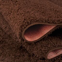 THE RUGS Brown Plain Soft High Pile Shaggy Rugs & Runners Living Room - Size: 80 cm x 300 cm - thumbnail 4