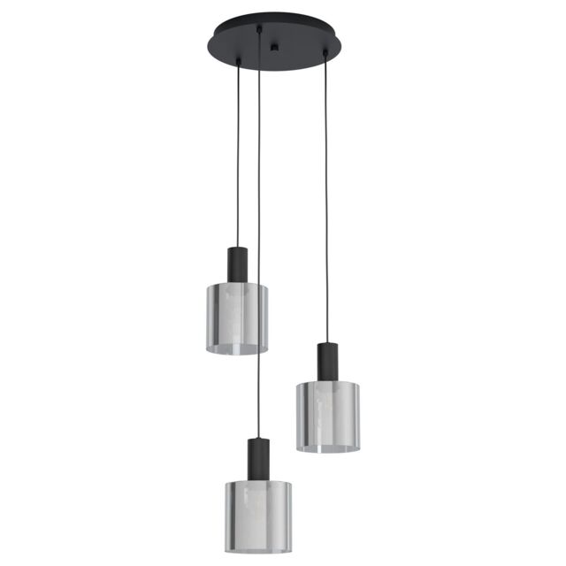 Loops Pendant Light Colour Black Shade Black Transparent Glass Vaporized E27 3x40W - image 1