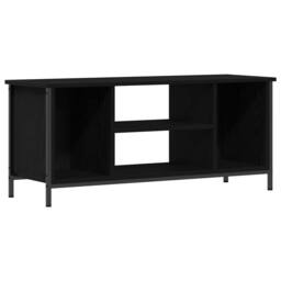 Berkfield Home Black Oak Entertainment Centre Black oak Engineered wood, metal - thumbnail 1