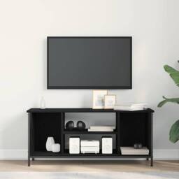 Berkfield Home Black Oak Entertainment Centre Black oak Engineered wood, metal - thumbnail 4
