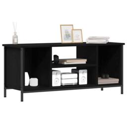 Berkfield Home Black Oak Entertainment Centre Black oak Engineered wood, metal - thumbnail 3