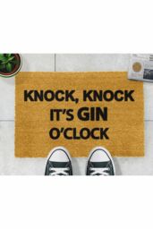 Artsy Mats Knock Knock It's O'Clock Doormat in Black - Size: 40 cm x 60 cm - thumbnail 4