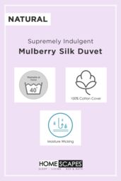 Homescapes Indulgent Pure Mulberry Silk Blend 13.5 Tog Autumn/Winter Duvet in White - Size: Single - thumbnail 6