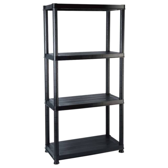 Berkfield Home Storage Shelf 4-Tier Black 61x30.5x130 cm Plastic - image 1