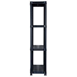 Berkfield Home Storage Shelf 4-Tier Black 61x30.5x130 cm Plastic - thumbnail 4