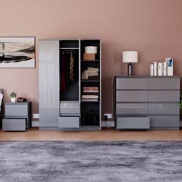HD Designs Vida Designs Glinton 3 Piece Bedroom Set (2 Drawer Bedside Chest, 8 in Grey - thumbnail 3