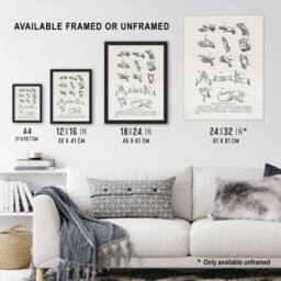 Artery8 Positions of Hand Gestures Richardson Vintage Framed Wall Art Print in White - Size: A4 - thumbnail 3