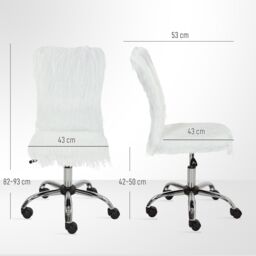 HOMCOM Armless Makeup Vanity Chair, 360° Swivel Computer Chair in White - thumbnail 3