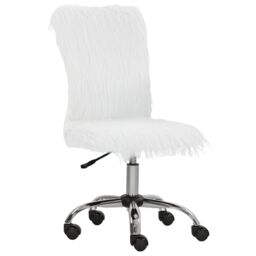 HOMCOM Armless Makeup Vanity Chair, 360° Swivel Computer Chair in White - thumbnail 2