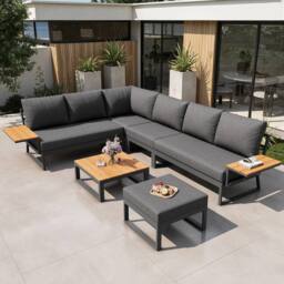BTM L-Shaped Garden Sofa Set Patio Furniture Corner Lounge Seating Set in Grey - thumbnail 8