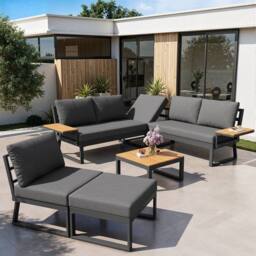 BTM L-Shaped Garden Sofa Set Patio Furniture Corner Lounge Seating Set in Grey - thumbnail 6