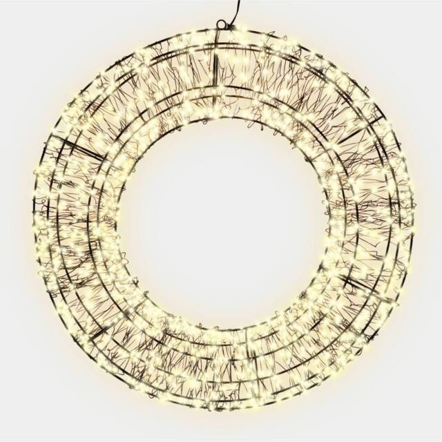 Pegdev Christmas Pre Lit Wreath 960 Warm White Micro LEDs 10% Twinkling 58cm 5m Lead - image 1