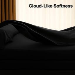 Homes-Linen 180 Thread Count Rich Percale Flat Sheet Polycotton Blend in Black - Size: Single - thumbnail 2