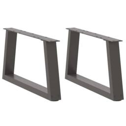 Berkfield Home Dining Table Legs V-Shape 2 pcs Anthracite 70x(30-31.3) cm Steel in Charcoal - thumbnail 2