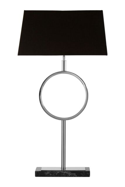 Orsina Black Stone Base Table Lamp, Luxe Nickel Stand With Fabric Shade, Contemporary Accent Lighting in Silver - image 1