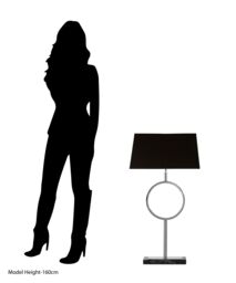Orsina Black Stone Base Table Lamp, Luxe Nickel Stand With Fabric Shade, Contemporary Accent Lighting in Silver - thumbnail 5