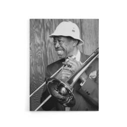 "Artery8 Jazz Trombone Player Al Grey Canvas Wall Art Print - Size: W18"" x H24""" - thumbnail 1