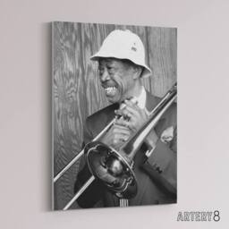 "Artery8 Jazz Trombone Player Al Grey Canvas Wall Art Print - Size: W18"" x H24""" - thumbnail 2