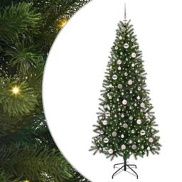 Berkfield Home Elegant Artificial Christmas Tree with 300 LEDs Green 210 cm PE a - thumbnail 3