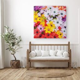 Warren Reed - Designer Spring Flowers Canvas in Yellow - Size: w40 inch x h40 inch - thumbnail 3