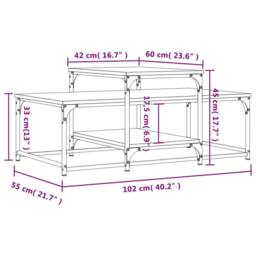 Berkfield Home Decorative Coffee Table Smoked Oak 102x60x45 cm Engineered Wood in Brown - Size: 102 x 60 x 45 cm - thumbnail 9