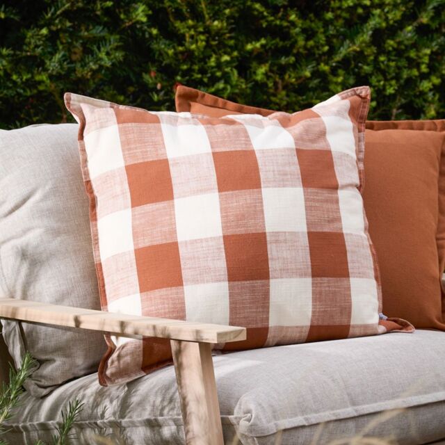 Yard Chesil Check 100% Cotton Outdoor Cushion in Brown - image 1