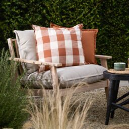 Yard Chesil Check 100% Cotton Outdoor Cushion in Brown - thumbnail 5