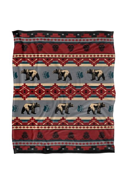 JQ Licensing Southwest Lodge Bear Silky Touch Super Soft Throw Blanket 152 X 127 cm in White - image 1