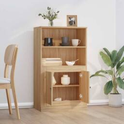 Berkfield Home Highboard Sonoma Oak 60x35.5x103.5 cm Engineered Wood in Light Tan - thumbnail 1