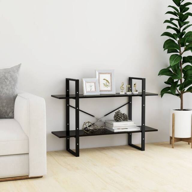 Berkfield Home Decorative 2-Tier Book Cabinet Black 100x30x70 cm Engineered Wood - Size: 100 x 30 x 70 cm - image 1