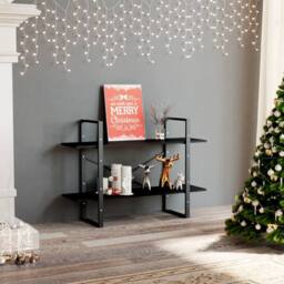 Berkfield Home Decorative 2-Tier Book Cabinet Black 100x30x70 cm Engineered Wood - Size: 100 x 30 x 70 cm - thumbnail 2