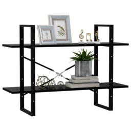Berkfield Home Decorative 2-Tier Book Cabinet Black 100x30x70 cm Engineered Wood - Size: 100 x 30 x 70 cm - thumbnail 4