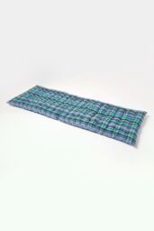 Homescapes Garden Bench Cushion Luxury 3 Seat Cotton Green Tartan Indoor Outdoor Pad - thumbnail 1