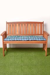 Homescapes Garden Bench Cushion Luxury 3 Seat Cotton Green Tartan Indoor Outdoor Pad - thumbnail 5