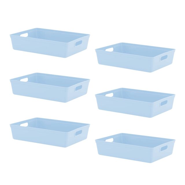 simpa 6L Plastic Studio Organiser Trays with Handles - Set of 6 in Pale Blue - image 1