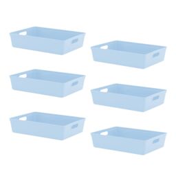 simpa 6L Plastic Studio Organiser Trays with Handles - Set of 6 in Pale Blue - thumbnail 1