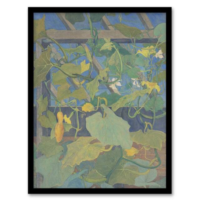 Artery8 Greenhouse Ornamental Gourds Vintage Framed Wall Art Print van Hoytema in Green - Size: A4 - image 1