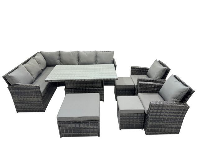 Fimous 11 Seat Outdoor Height Adjustable Rising Lifting Table Corner Sofa Set in Dark Grey - image 1