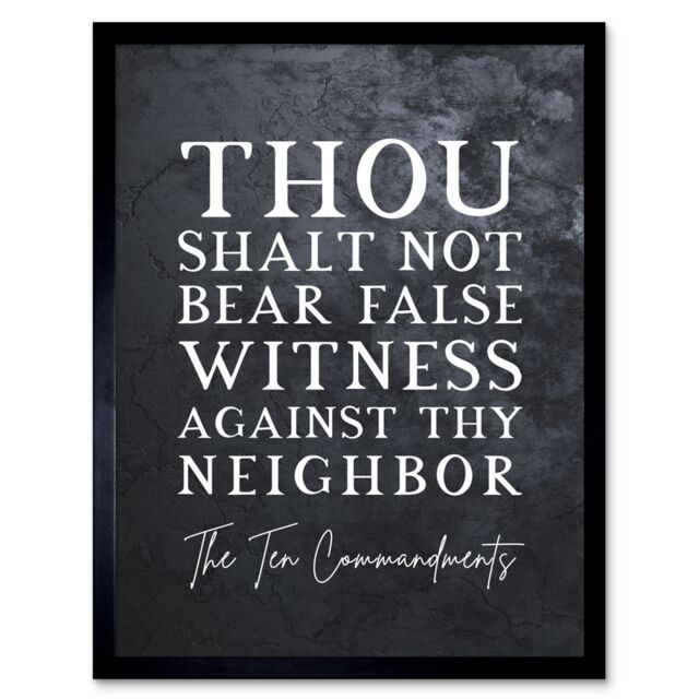 Artery8 Wall Art Print Ten Commandments Thou Shalt Not Bear False Witness Christian Bible Verse Quote Scripture Typography Art Framed - image 1