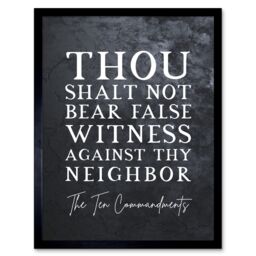 Artery8 Wall Art Print Ten Commandments Thou Shalt Not Bear False Witness Christian Bible Verse Quote Scripture Typography Art Framed - thumbnail 1
