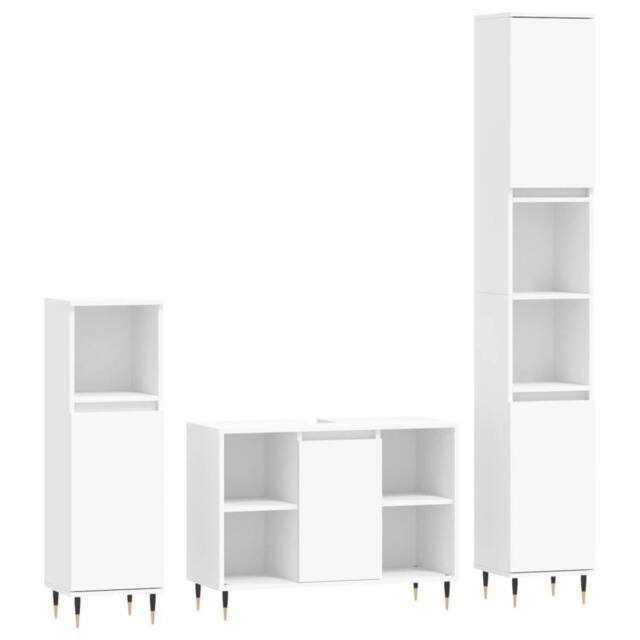 Berkfield Home 3 Piece Bathroom Furniture Set White Engineered Wood - image 1