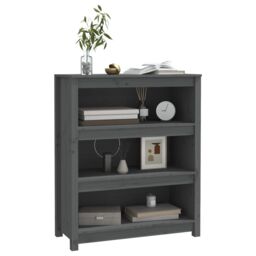 Berkfield Home Book Cabinet Grey 80x35x97 cm Solid Wood Pine - Size: 80 x 35 x 97 cm - thumbnail 4
