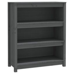 Berkfield Home Book Cabinet Grey 80x35x97 cm Solid Wood Pine - Size: 80 x 35 x 97 cm - thumbnail 2